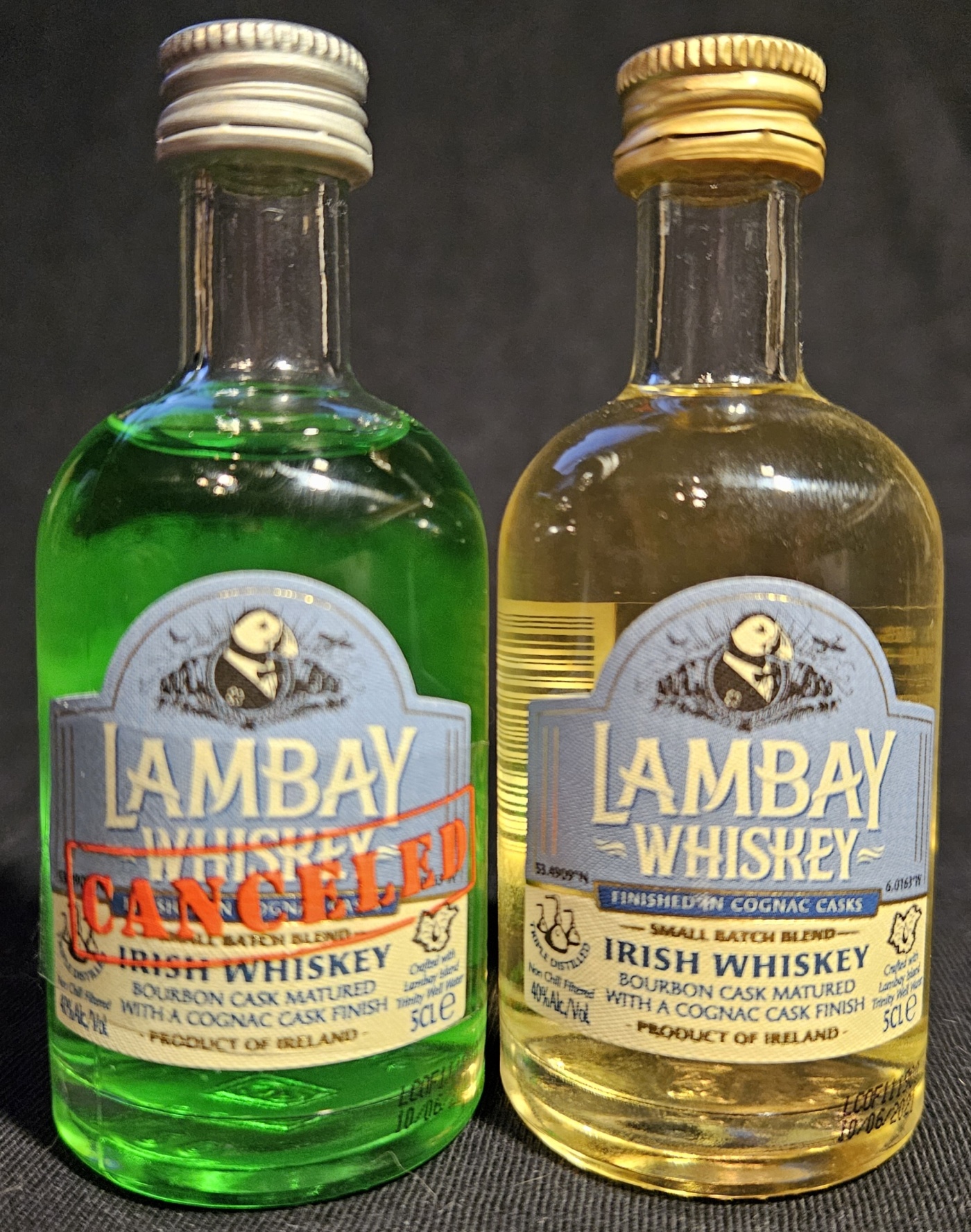 Degustace DDS # 9 - Fucking Patrick
Zbo�en� Kostelec - 14.6.2025
DDS SSaM (Divize degusta�n�ch specialist� Spolku Sb�ratel� alkoholick�ch Miniatur)
Connemara Peated single malt Irish whiskey Distillers edition - Redbreast Single Pot Still Irish Whiskey aged 15 years - Writers Tears Double Oak Irish Whiskey - Jameson Single Pot Still Irish whiskey Five oak cask release - Lambay whiskey Finished in cognac casks Irish whiskey