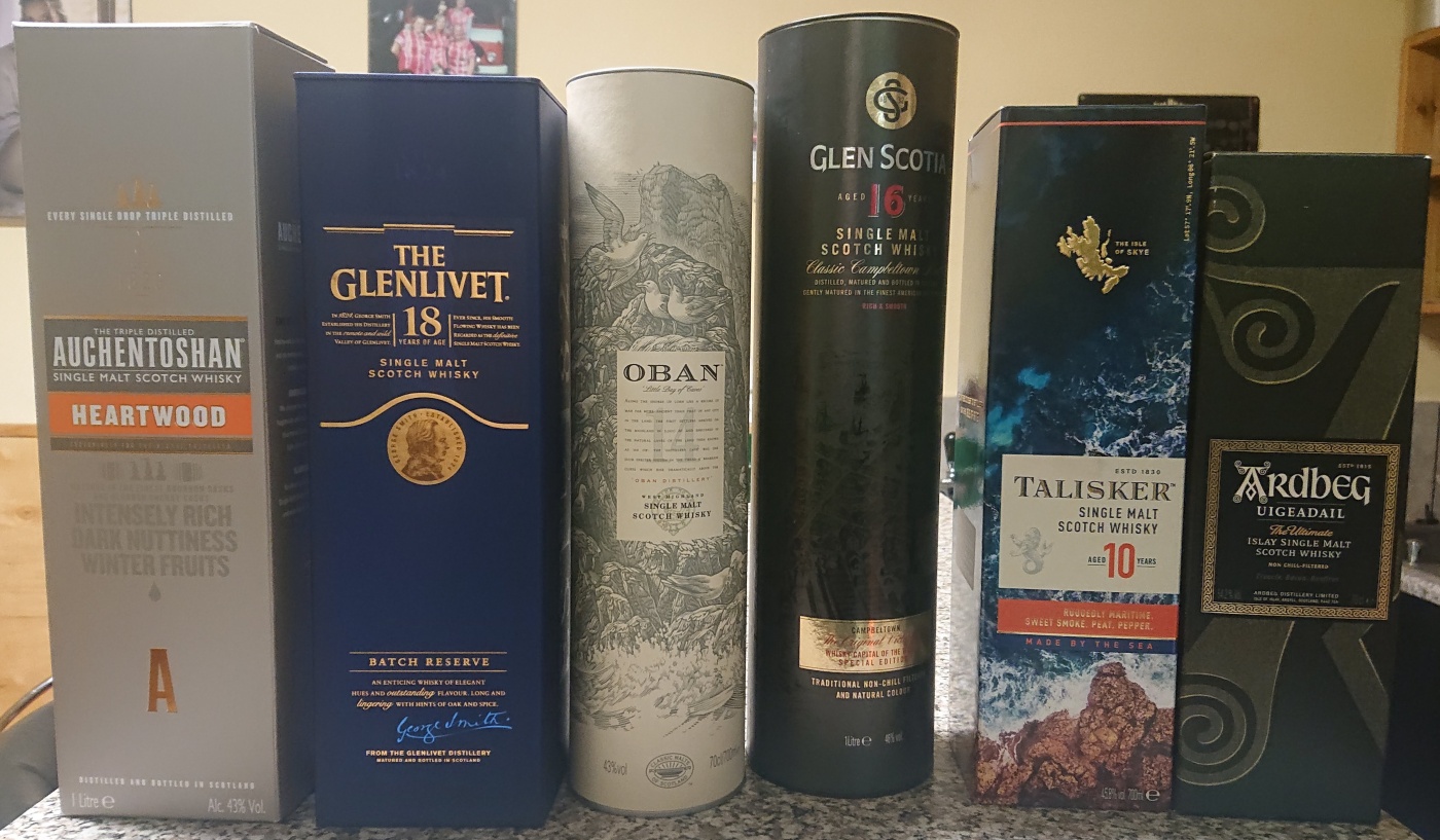 Degustace DDS # 2 - Letem (nejen) skotskm whisky svtem
Zboek (Zboen Kostelec) - 27.11.2021
DDS SSaM (Divize degustanch specialist Spolku Sbratel alkoholickch Miniatur)
Auchentoshan Heartwood - The Glenlivet 18yo - Oban 14yo - Glen Scotia 16yo - Talisker 10yo - Ardbeg Uigeadail